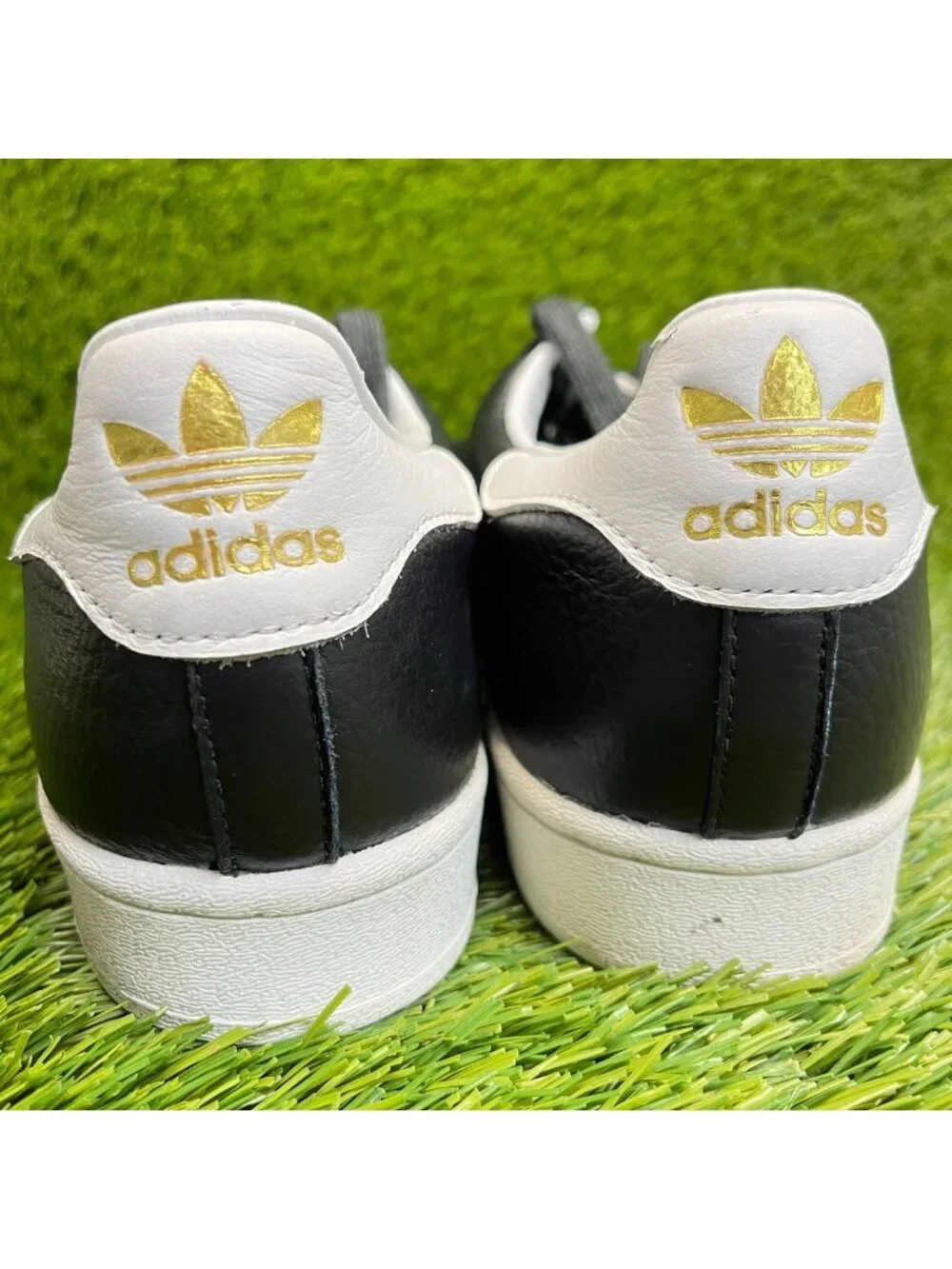 Adidas Superstar Pure Mens Size 9 Black White Athletic Leather Shoes Sneakers
